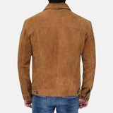 Mens Camel Brown Shirt Style Suede Jacket