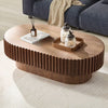 FFH 43.7 inch Oval Coffee Table for Living Room,Handcraft Rustic Corner Coffee Table Nature Wood Relief Sturdy Pedestal for Apartmen,Side Table Centre Table,Nature Wood