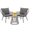 3-Piece Outdoor Wicker Furniture Set, Patio Conversation Set, Gray