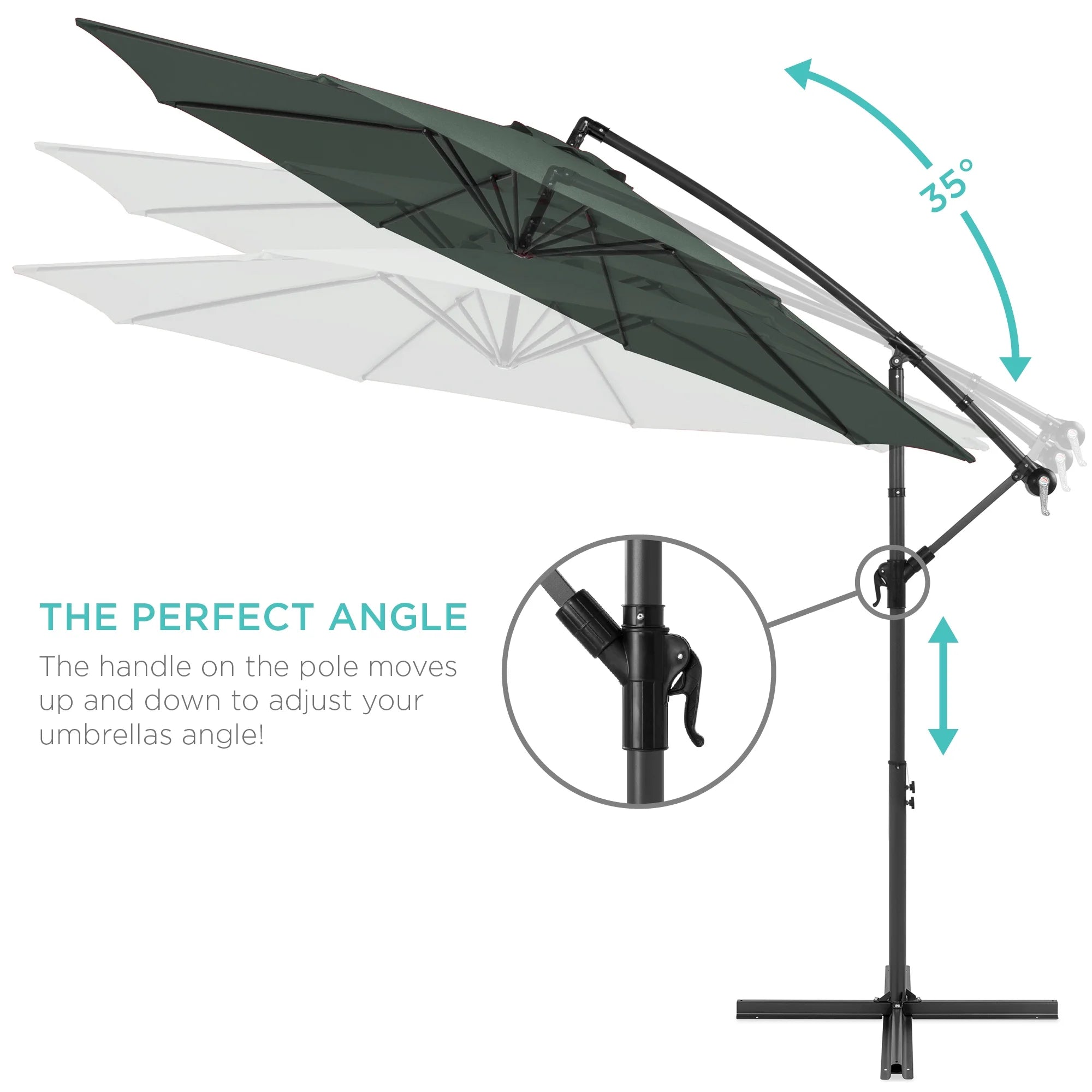 Best Choice Products 10ft Offset Hanging Outdoor Market Patio Umbrella w/ Easy Tilt Adjustment - Tan