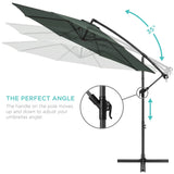 Best Choice Products 10ft Offset Hanging Outdoor Market Patio Umbrella w/ Easy Tilt Adjustment - Tan