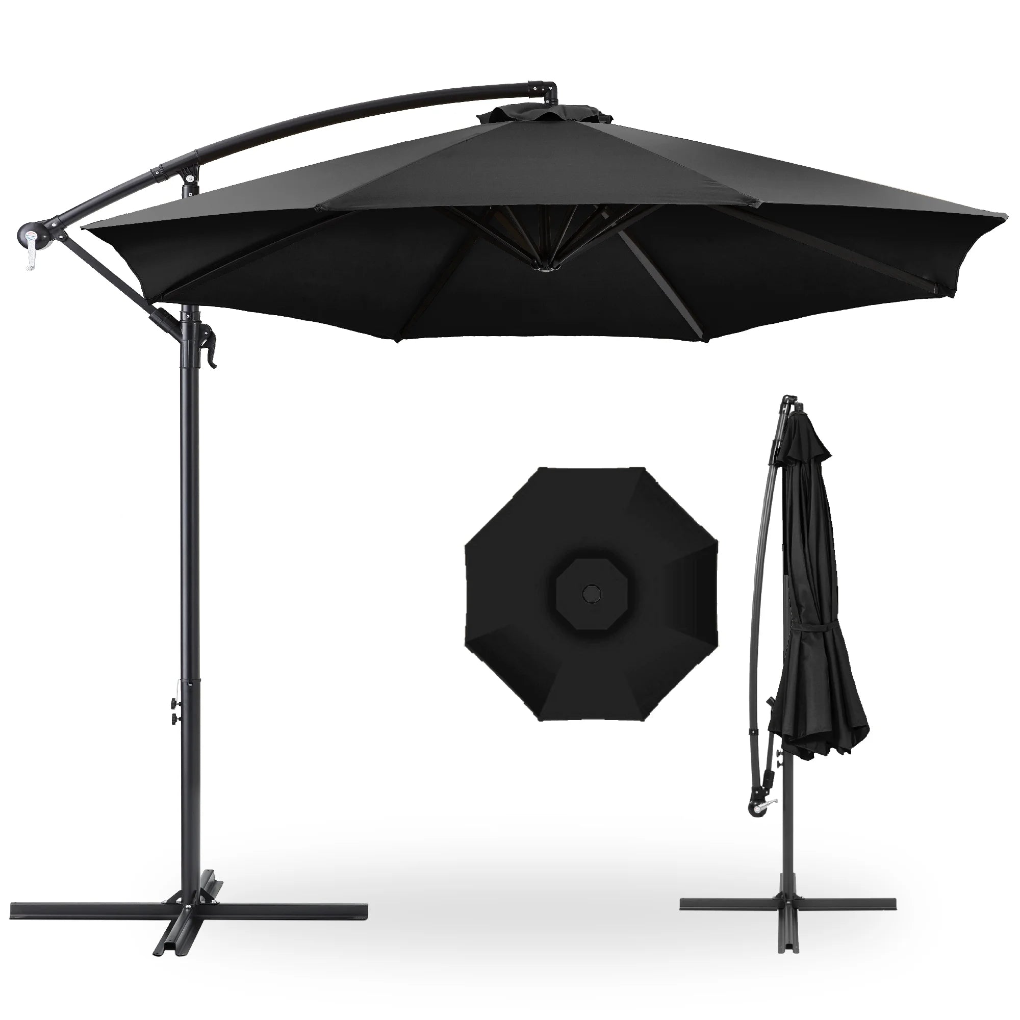 Best Choice Products 10ft Offset Hanging Outdoor Market Patio Umbrella w/ Easy Tilt Adjustment - Tan
