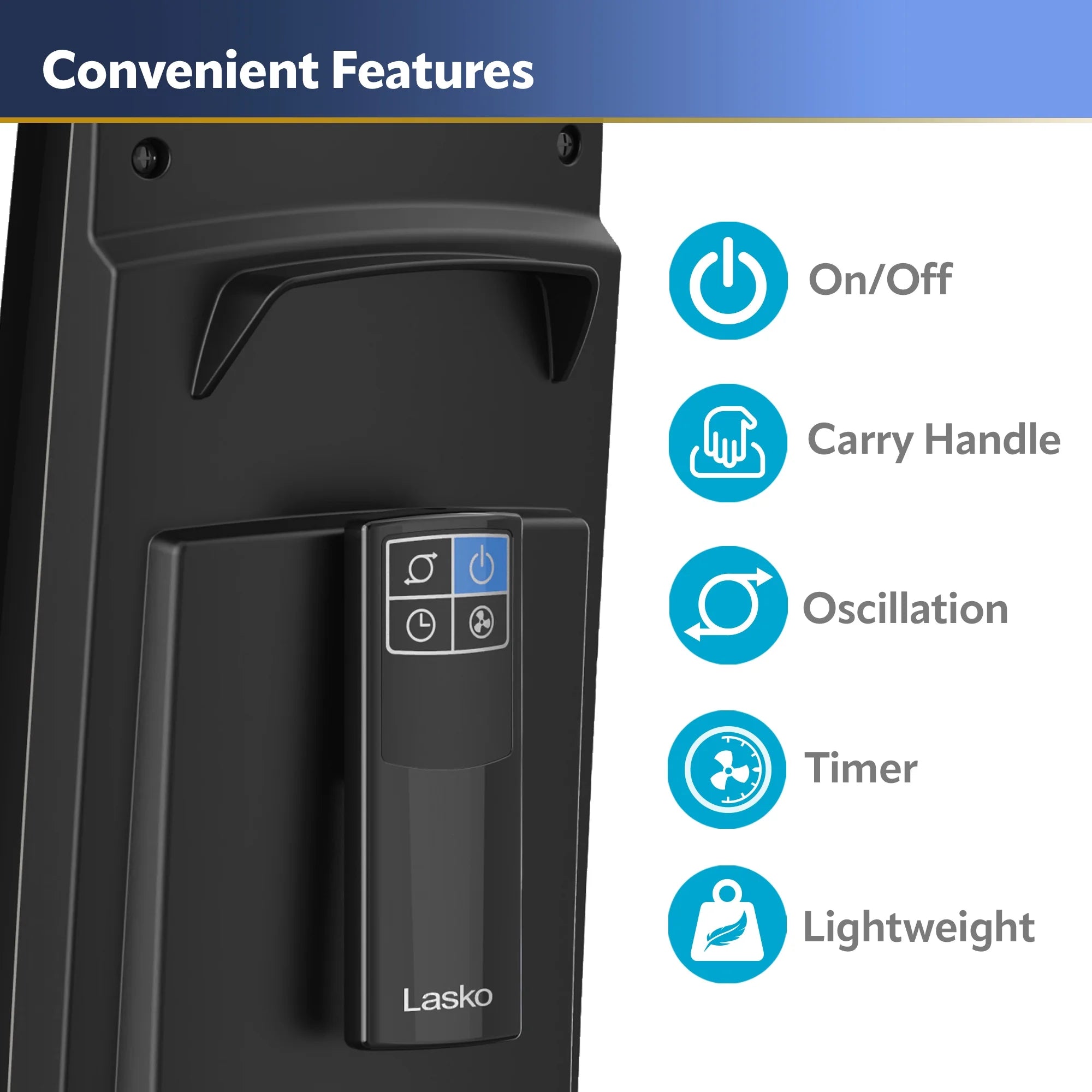 Lasko 38" 4-Speed Hybrid Oscillating Remote Controlled Tower Fan. Black, T38415