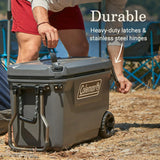 Coleman Convoy Series 65-Quart Hard Cooler with Wheels, up to 48 Cans, Brown Walnut Color