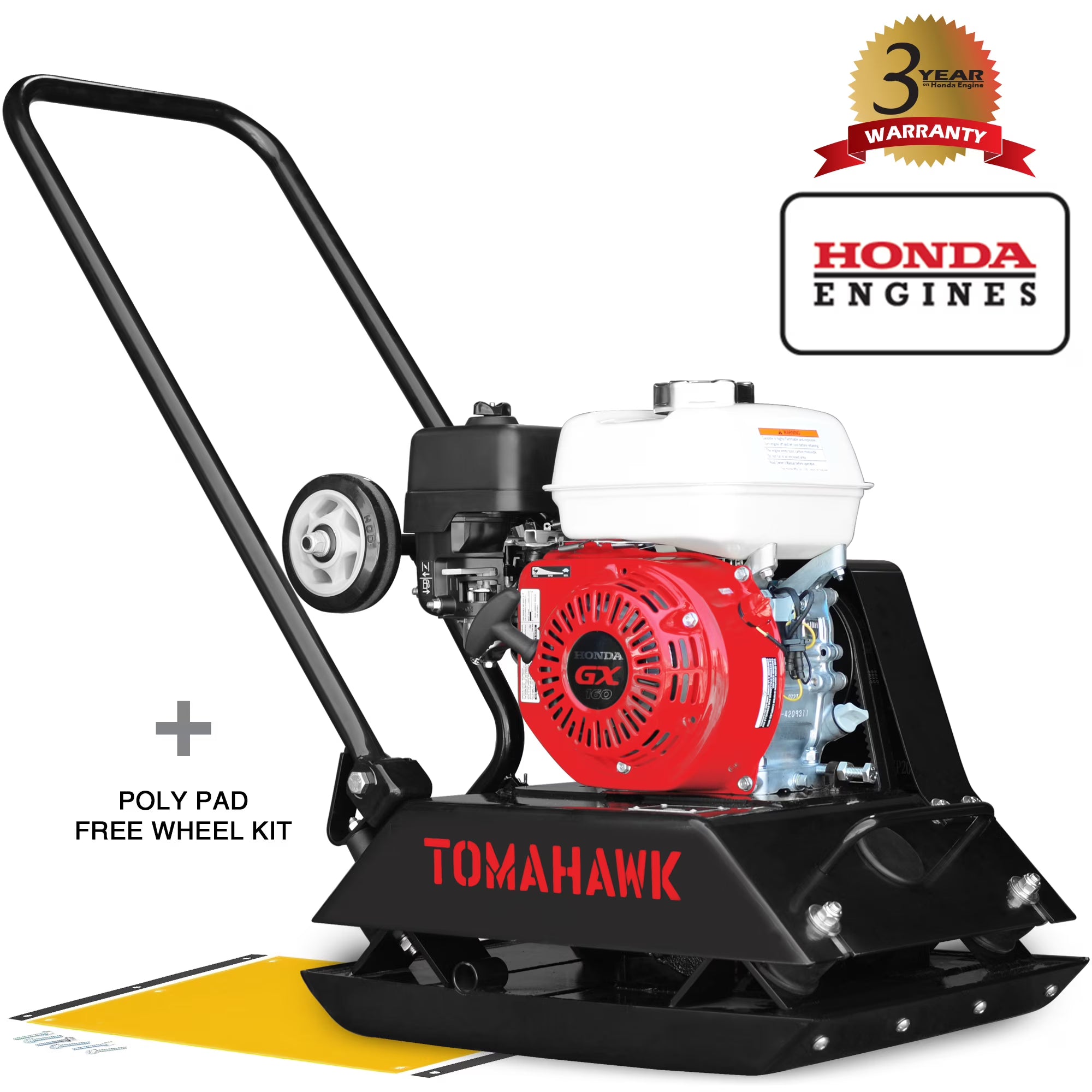 Plate Compactor 5.5 HP, 3000 lbs/ft, 63cc, Gas, 17 x 13 Plate Compactor, 5900 VPM
