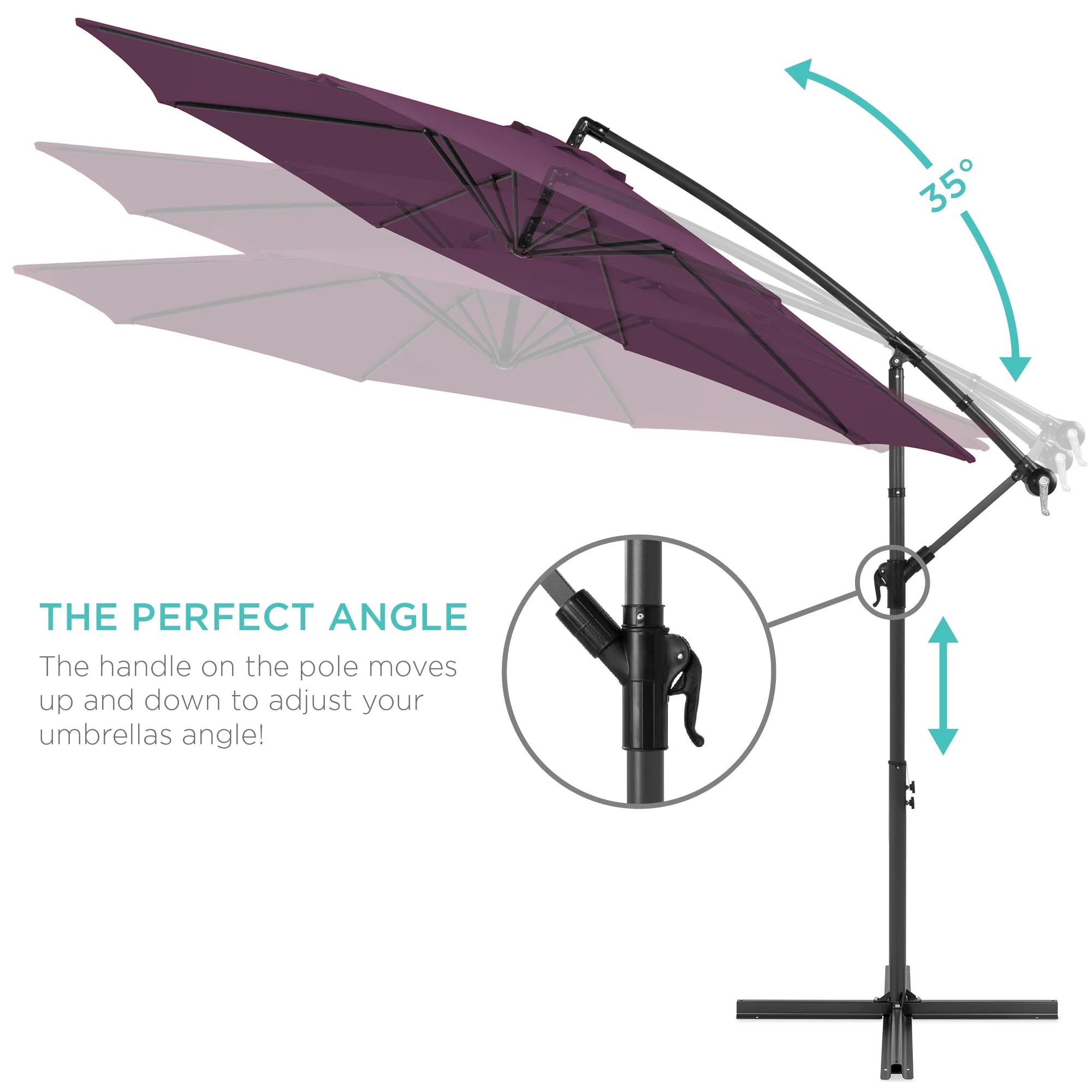 Best Choice Products 10ft Offset Hanging Outdoor Market Patio Umbrella w/ Easy Tilt Adjustment - Tan
