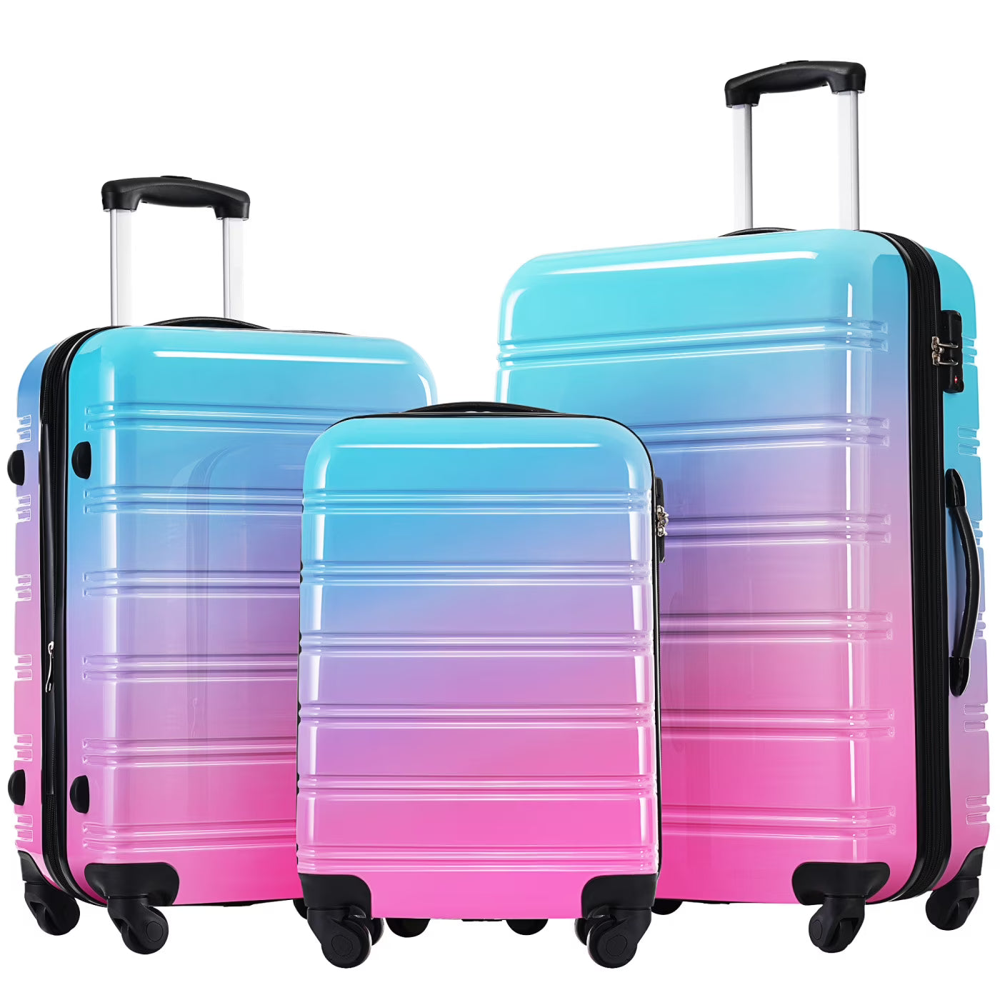 3 Piece Luggage Sets, Hard Shell Suitcase 20/24/28 Inches with TSA Lock and Spinner Wheels, Expandable Lightweight Travel Luggage for Men Women, Multicolor purple