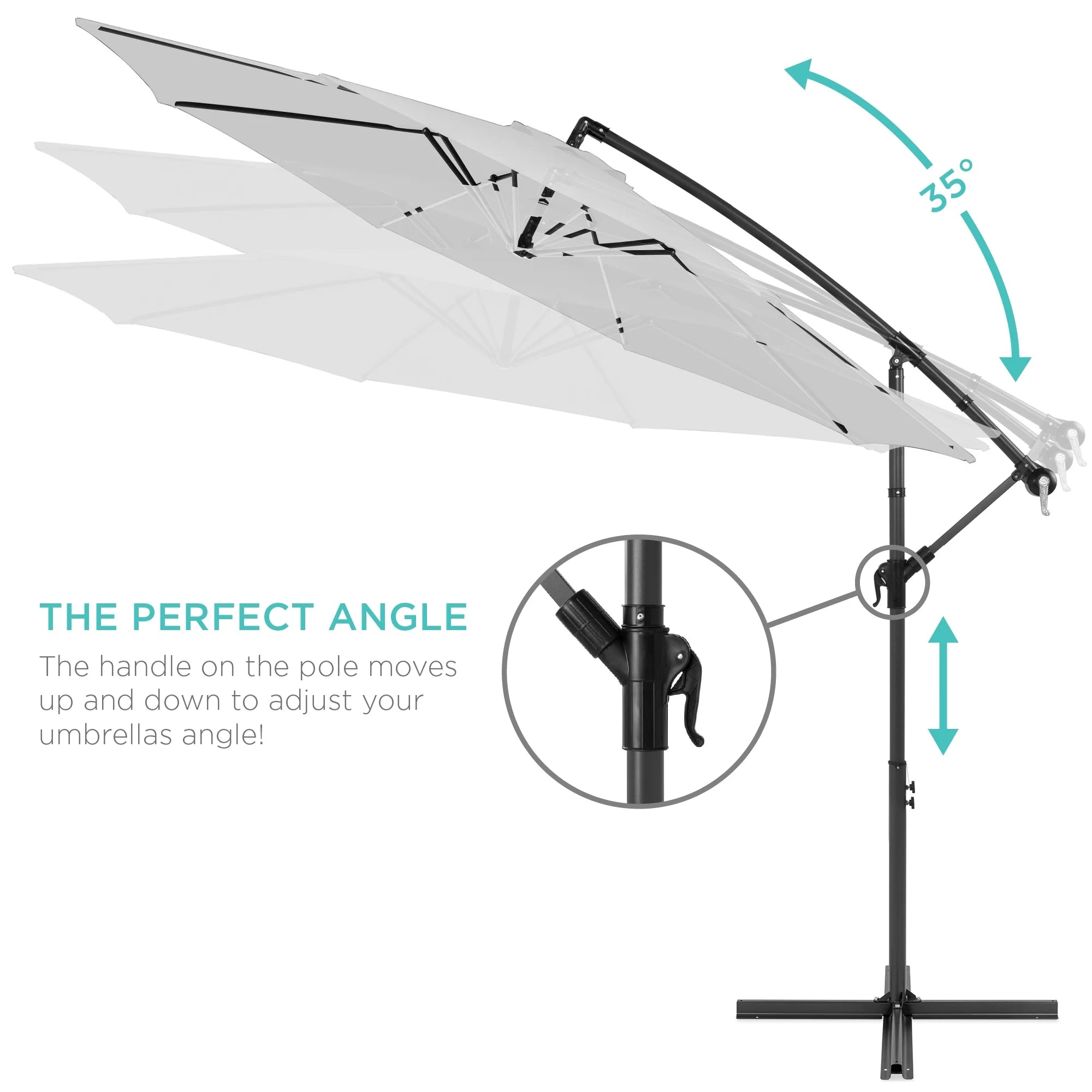 Best Choice Products 10ft Offset Hanging Outdoor Market Patio Umbrella w/ Easy Tilt Adjustment - Tan