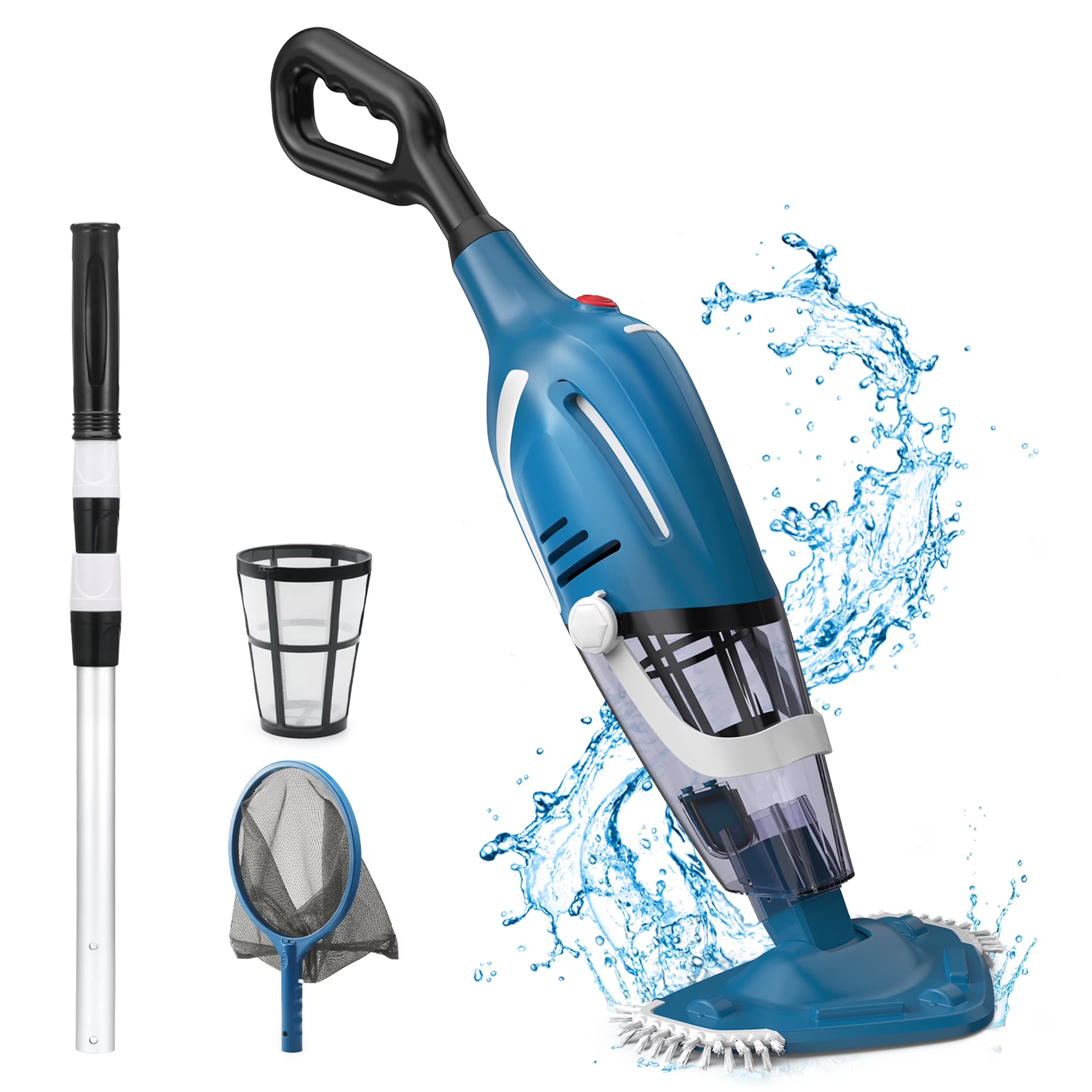 Cordless Pool Vacuum Cleaner, Handheld Pool Vacuum with 80-Minute Runtime for Above & In-Ground Pools, Spas and Hot Tubs, Strong Suction Power, Fast Charging
