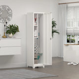 Marcree Slim Broom Storage Cabinet, Metal Cabinet with Shelves and Hanging Rod, 65" Utility Storage Cabinet with Locking Door, Tall Cleaning Storage Cabinet for Kitchen, Pantry, Office, Shop, Garage