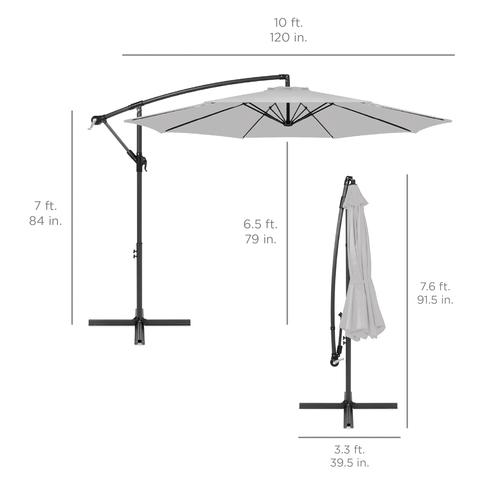 Best Choice Products 10ft Offset Hanging Outdoor Market Patio Umbrella w/ Easy Tilt Adjustment - Tan