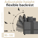 Convertible Sofa Bed,3-in-1 Sleeper Sofa with Pull Out Bed,Velvet Highly Elastic Sponge Futon Couch Loveseat with Adjustable Backrest and 2 Pillows for Living Room,Gray