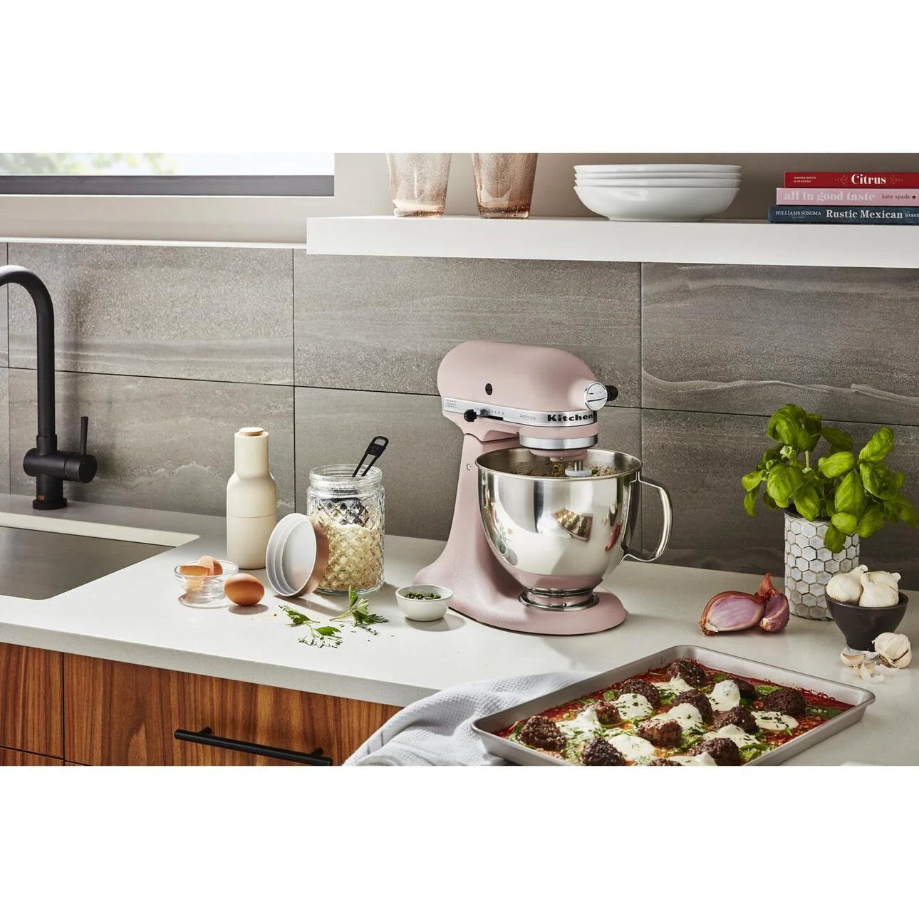 KitchenAid Artisan Series 5-Quart Tilt-Head Stand Mixer, Feather Pink, KSM150PS