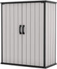 Premier Tall Vertical Durable Resin Outdoor Storage Shed With Floor and Locking Double Doors, Grey