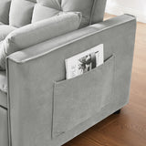 Convertible Sofa Bed,3-in-1 Sleeper Sofa with Pull Out Bed,Velvet Highly Elastic Sponge Futon Couch Loveseat with Adjustable Backrest and 2 Pillows for Living Room,Gray