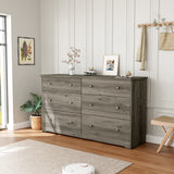 Ktaxon 6 Drawer Double Dresser Wood Dresser Storage Cabinet Drawer Organizer Chest Of Drawers, White