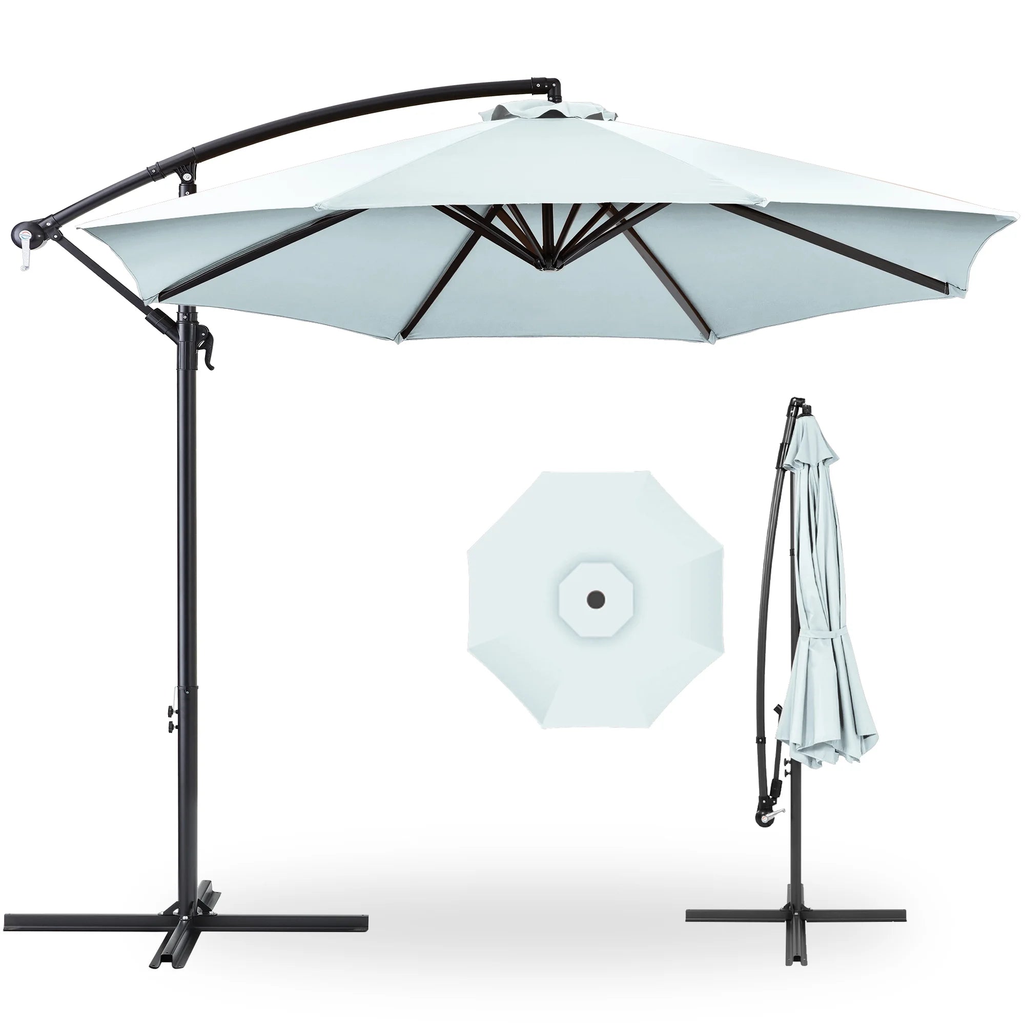 Best Choice Products 10ft Offset Hanging Outdoor Market Patio Umbrella w/ Easy Tilt Adjustment - Tan