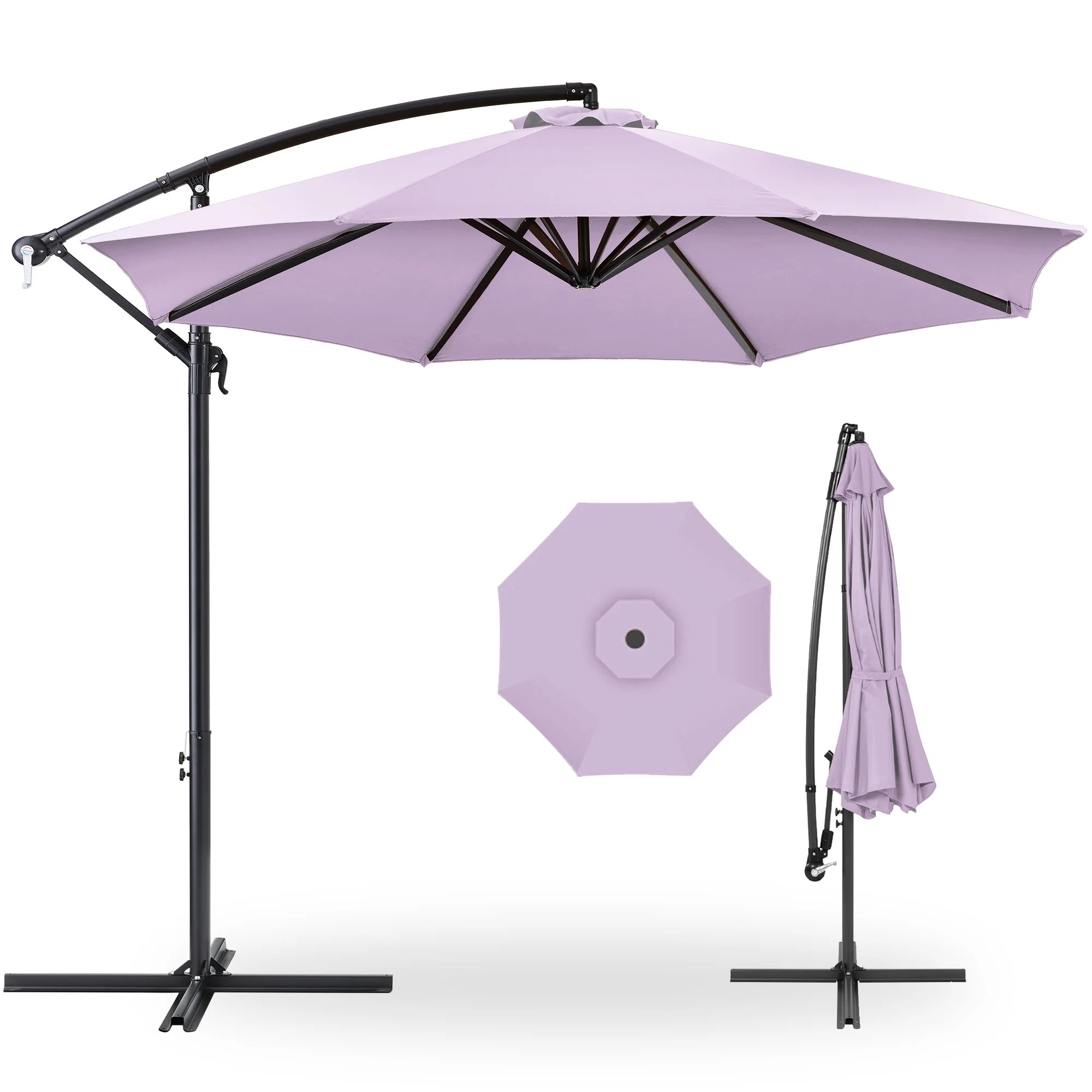 Best Choice Products 10ft Offset Hanging Outdoor Market Patio Umbrella w/ Easy Tilt Adjustment - Tan