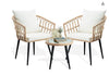 3 Piece Patio Bistro Set, Outdoor Wicker Apartment Balcony Furniture Sets, Rattan Table and Chairs Set of 2 for Porch Backyard Lawn Poolside Deck, Beige