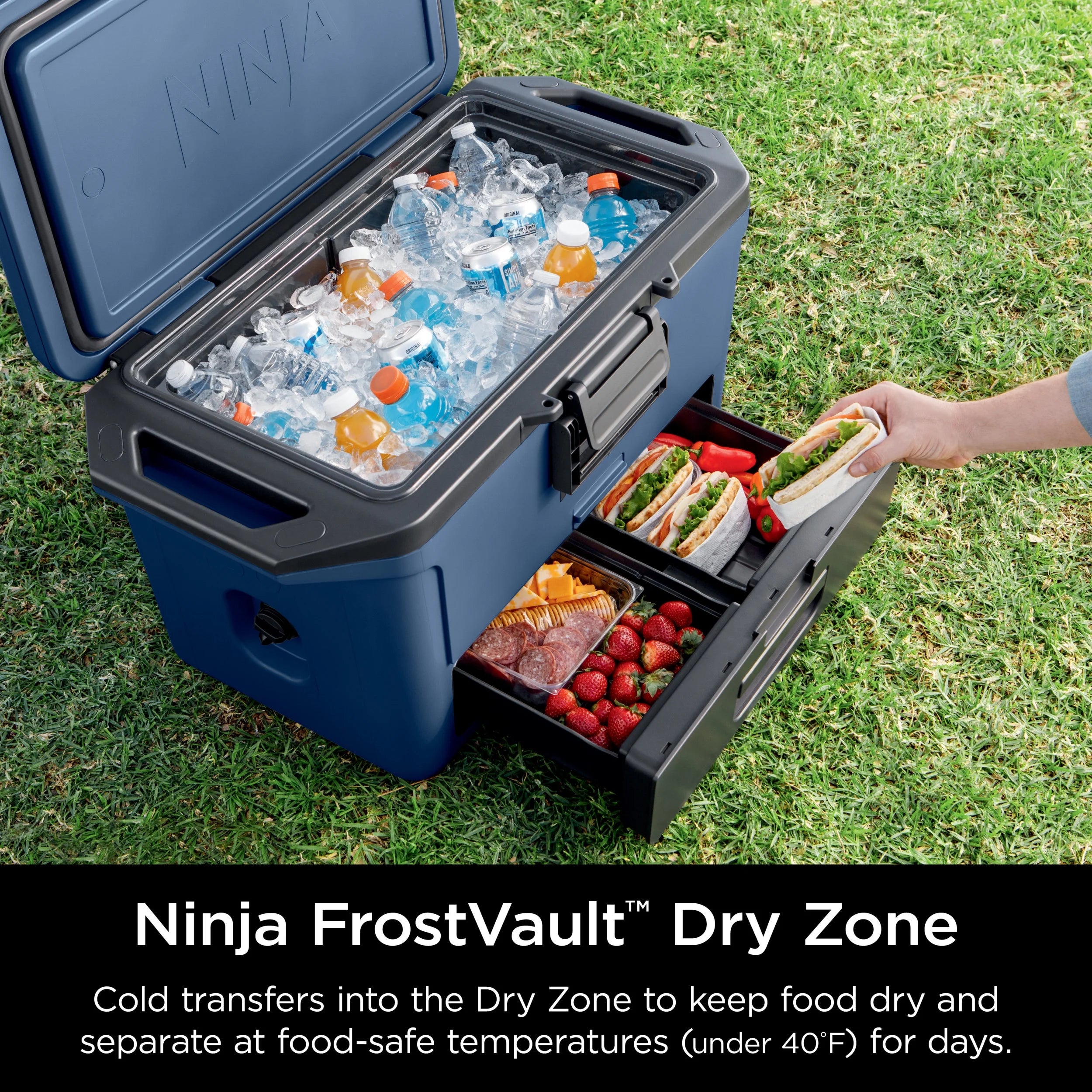 Ninja FrostVault 50qt Hard Cooler with Dry Zone, Gray, FB151GY