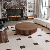 FFH 43.7 inch Oval Coffee Table for Living Room,Handcraft Rustic Corner Coffee Table Nature Wood Relief Sturdy Pedestal for Apartmen,Side Table Centre Table,Nature Wood