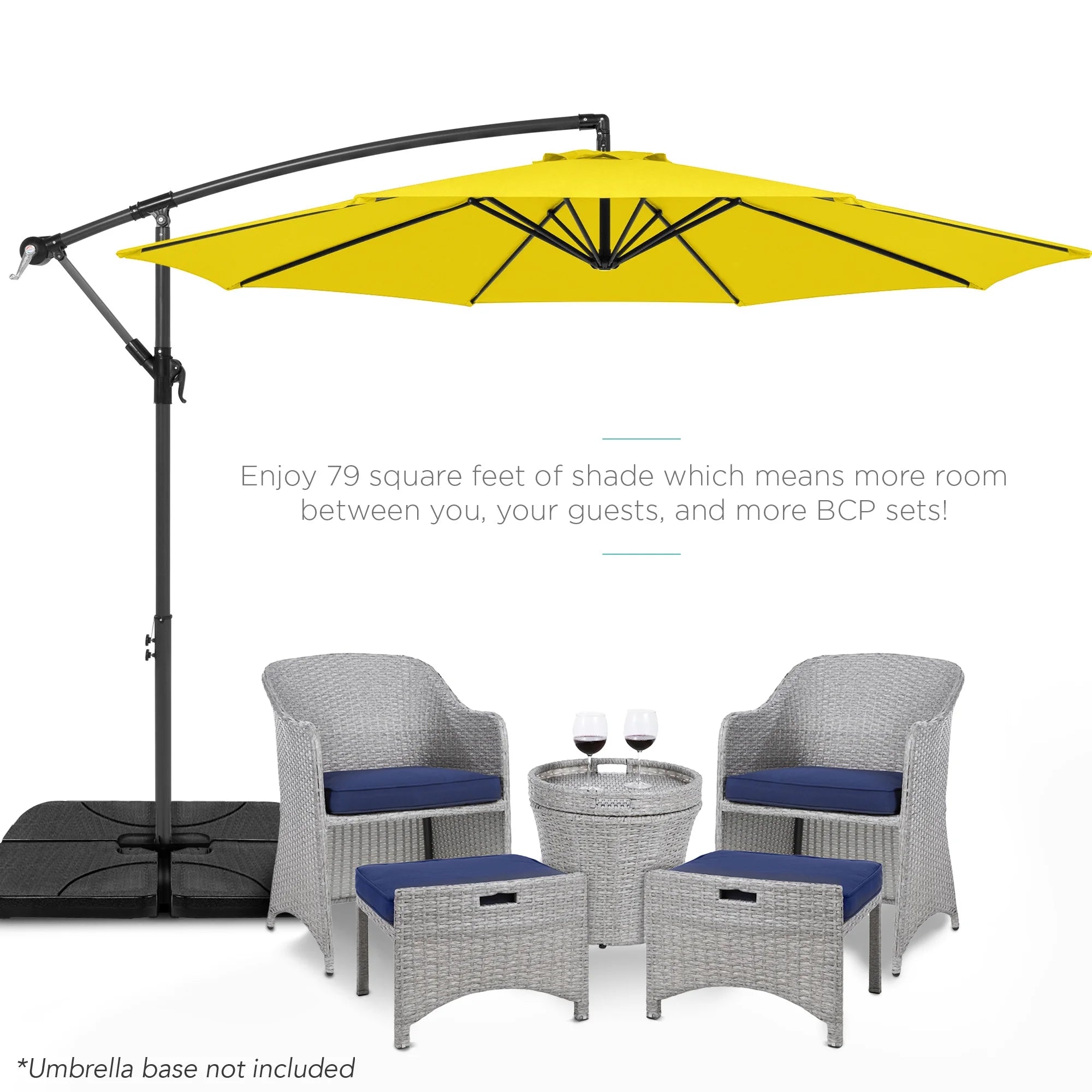 Best Choice Products 10ft Offset Hanging Outdoor Market Patio Umbrella w/ Easy Tilt Adjustment - Tan