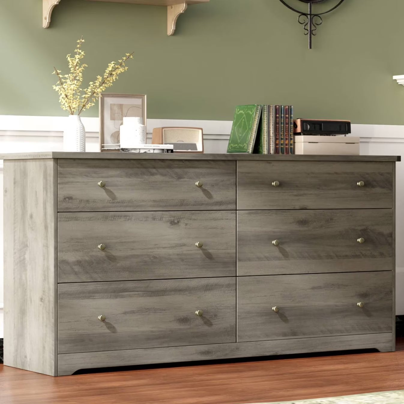 Ktaxon 6 Drawer Double Dresser Wood Dresser Storage Cabinet Drawer Organizer Chest Of Drawers, White