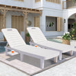 Patio Lounge Chair Set of 2, Adjustable Chaise with Side Table, Outdoor Lounger Recliner for Poolside, Patio, Backyard, Wood Texture Design | Waterproof | Easy to Assemble | Max Weight 330 lbs White