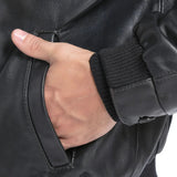 Men's Black Real sheepskin Bomber Leather Jacket