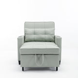 Convertible Futon Sofa Bed, 3-in-1 Multi-Functional Sleeper Chair Bed with USB Ports, Adjustable Backrest Recliner,for Living Room Bedroom Small Space, Tech Cloth, Dark Grey