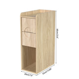 Narrow Nightstand Set of 2 with Drawers, Fluted Slim Side End Table with Storage for Small Spaces