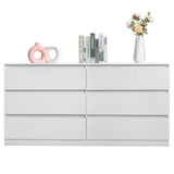 Ktaxon 6 Drawer Double Dresser Wood Dresser Storage Cabinet Drawer Organizer Chest Of Drawers, White