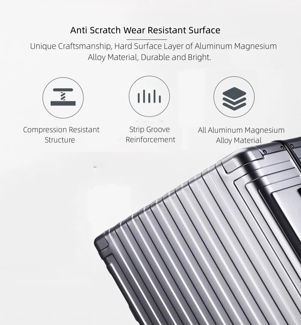 All Aluminum Hardshell Luggage, Airline Approved Zipperless Hardside Carry on Suitcase with Spinner Wheels, Checked Aluminium Luggage Metal Rolling Luggage Case for Travel, Business