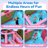 Mukidy 114''x 114'' x 92.5'' Inflatable Bounce Houses for Kids 3-10 with Blower Double Slide and Ball Pit/Indoor Bouncy House, PVC, Child, Teen, Toddler��Blue
