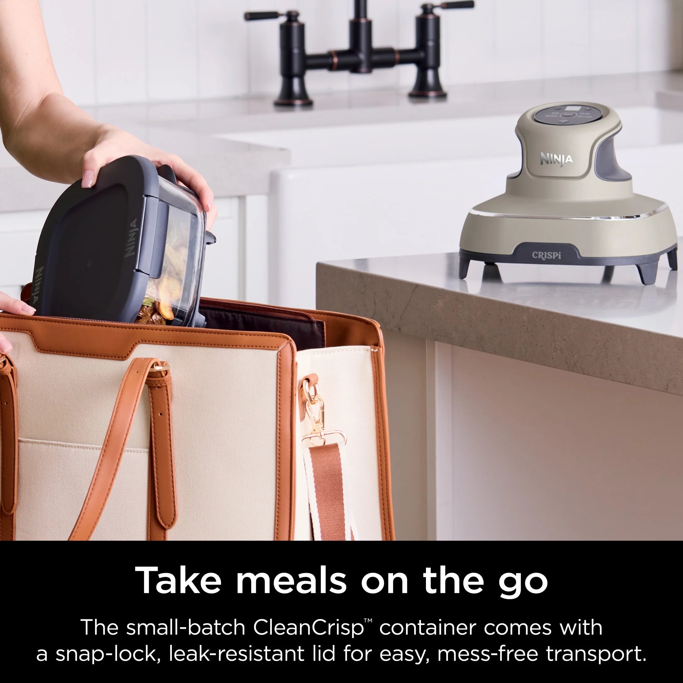 Ninja Crispi 4-in-1 Portable Glass Air Fryer Cooking System, 4-Qt & 6-Cup Containers, Cyberspace