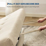 3 in 1 Convertible Sleeper Sofa Bed, Corduroy Futon Couches with Pull-Out Bed, Adjustable Backrest, Charging Port & Side Pockets, Modern Upholstered Sofa for Living Room, Guest Room
