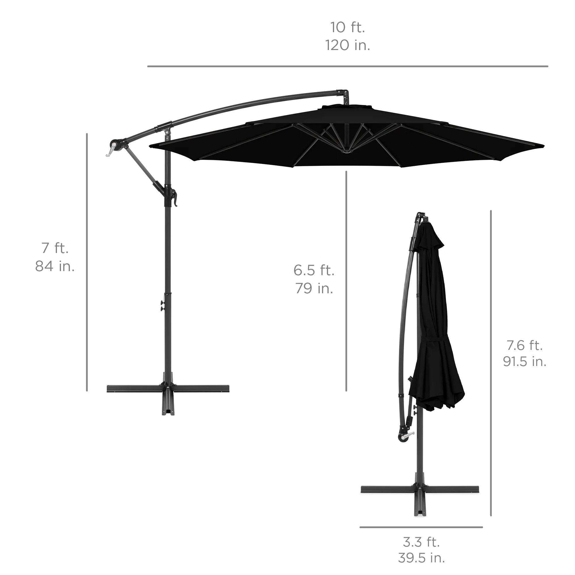 Best Choice Products 10ft Offset Hanging Outdoor Market Patio Umbrella w/ Easy Tilt Adjustment - Tan
