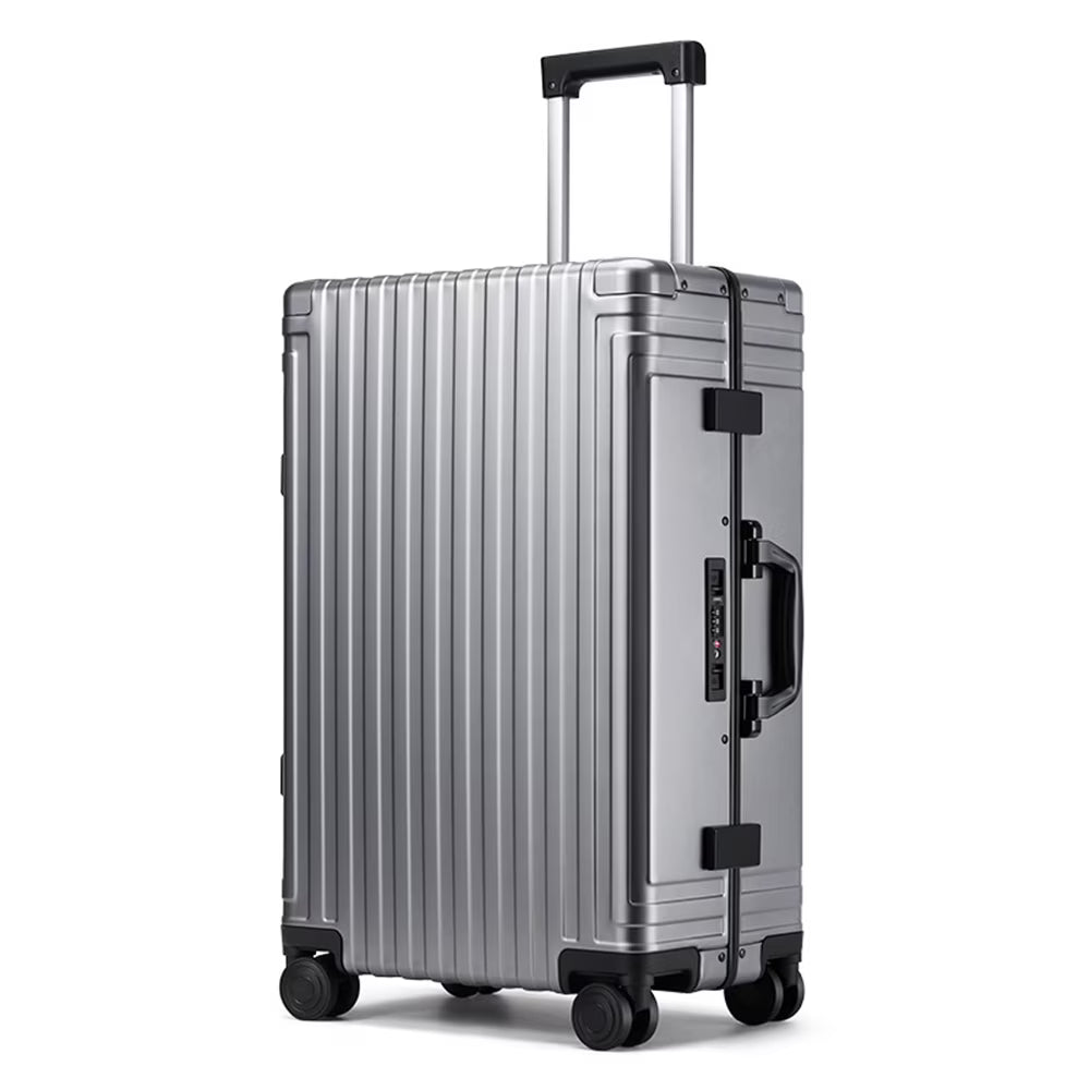 All Aluminum Hardshell Luggage, Airline Approved Zipperless Hardside Carry on Suitcase with Spinner Wheels, Checked Aluminium Luggage Metal Rolling Luggage Case for Travel, Business