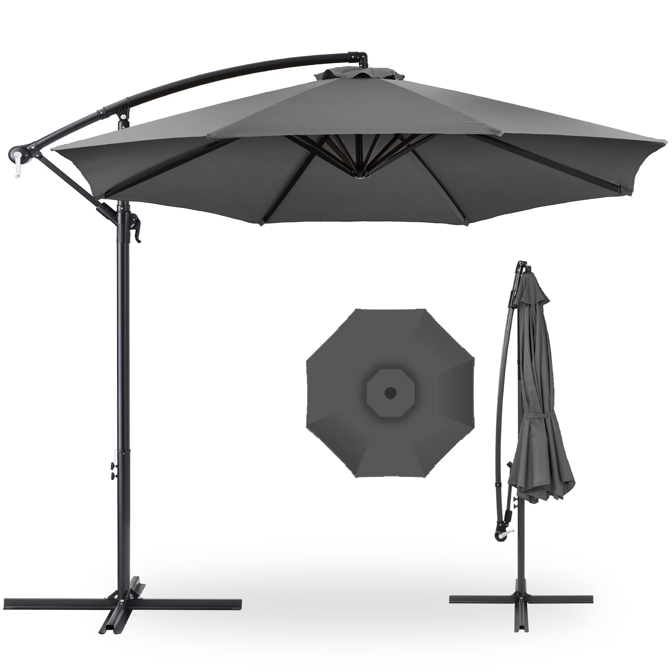 Best Choice Products 10ft Offset Hanging Outdoor Market Patio Umbrella w/ Easy Tilt Adjustment - Tan