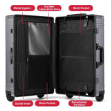 All Aluminum Hardshell Luggage, Airline Approved Zipperless Hardside Carry on Suitcase with Spinner Wheels, Checked Aluminium Luggage Metal Rolling Luggage Case for Travel, Business