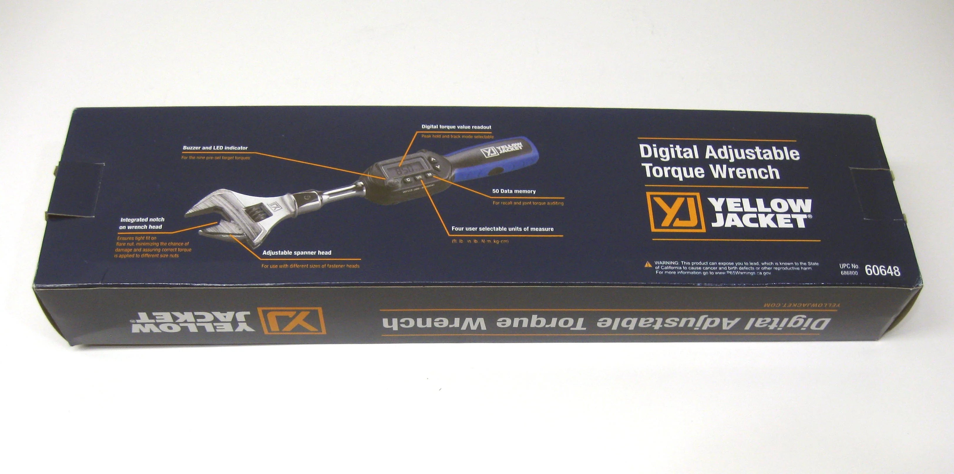 Yellow Jacket 60648 Digital Adjustable Torque Wrench 752 in-lb Torque 10.6 in