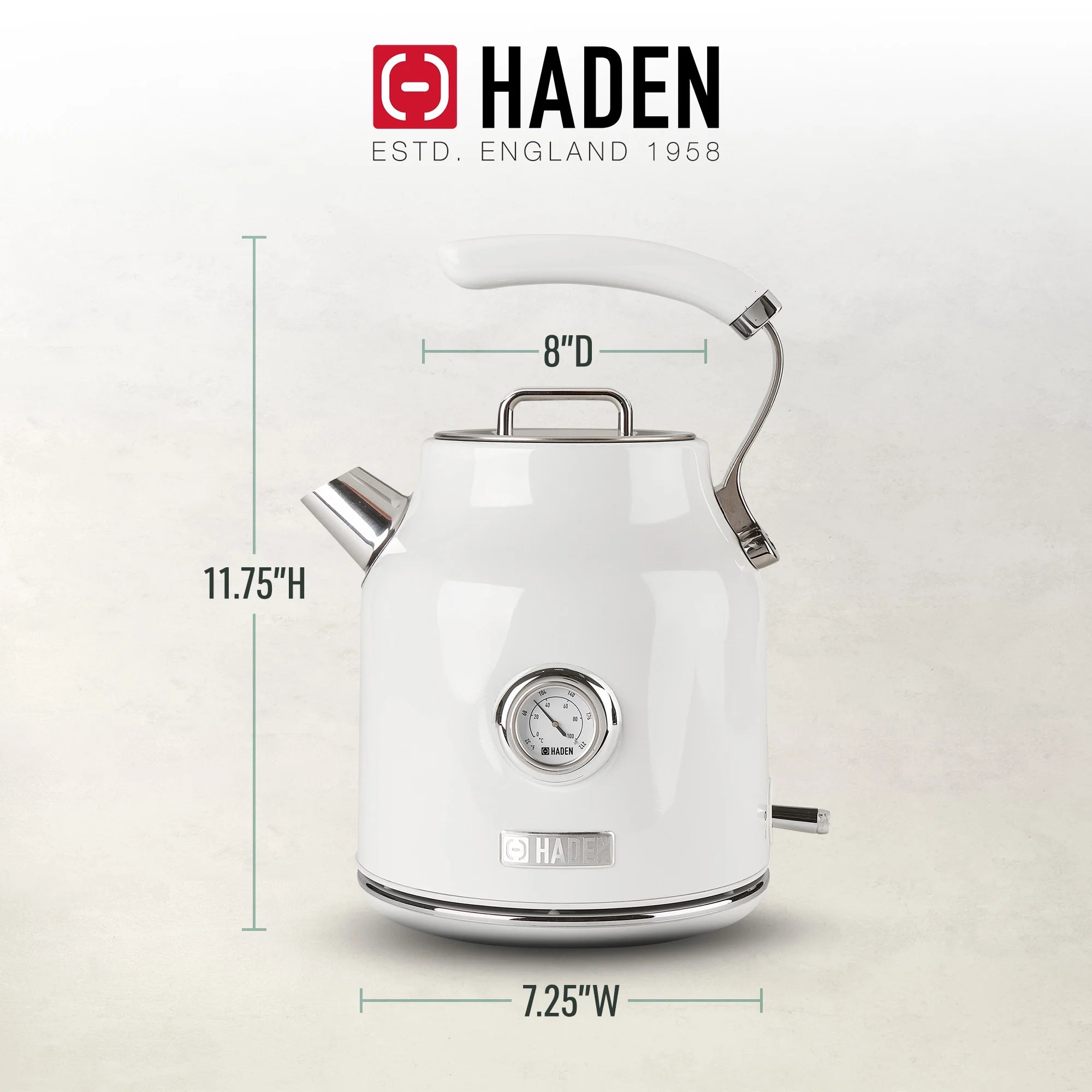 Haden Dorset 1.7 Liter Electric Water Kettle with Base, Putty & Chrome