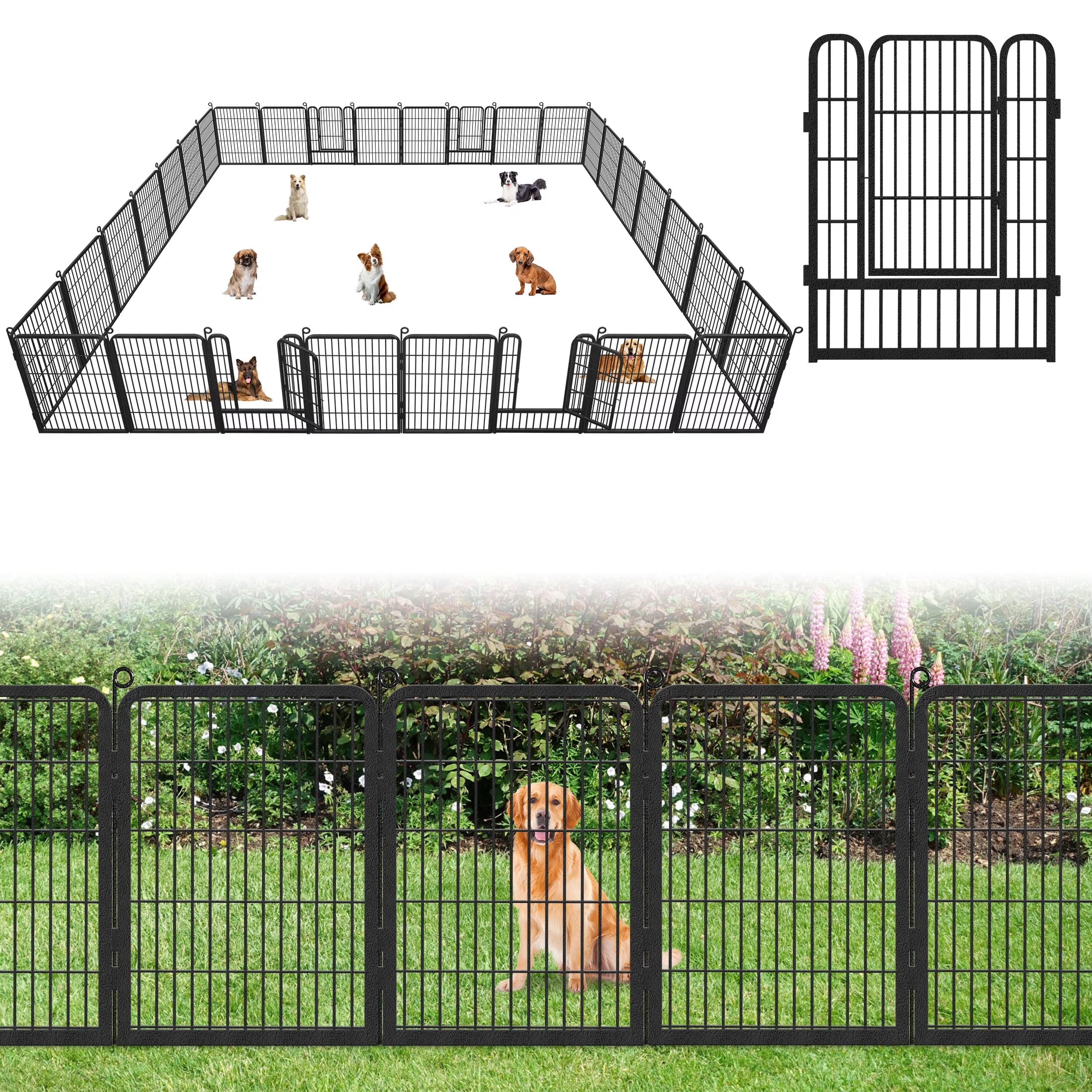 Garden Fence with Gate Fencing No Dig Fence Panels 30ft(L)32in(H) for Yard Animal Barrier Decorative Garden Fencing for Backyard Patio Garden Fences and Borders for Dogs