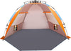 X-Large 4 Person Beach Tent Sun Shelter - Portable Sun Shade Instant Tent for Beach with Carrying Bag, Stakes, 6 Sand Pockets, Anti UV for Fishing Hiking Camping, Waterproof Windproof, Orange