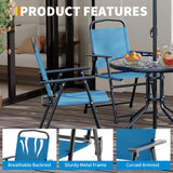 6 Pieces Outdoor Dining Set With Umbrella, Patio Table and 4 Folding Chairs With Umbrella, Garden Patio Furniture Set With Umbrellas, Tempered Glass Top Dining Table