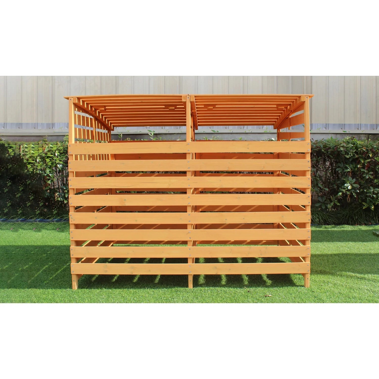 Hanover Outdoor 4.9 ft. x 4 ft. Wooden Trash Bin and Recyclables Storage Shed - HANWS0103-NAT
