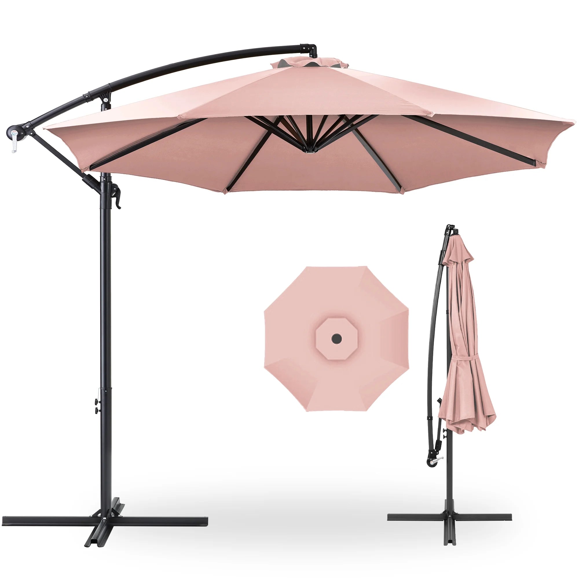 Best Choice Products 10ft Offset Hanging Outdoor Market Patio Umbrella w/ Easy Tilt Adjustment - Tan