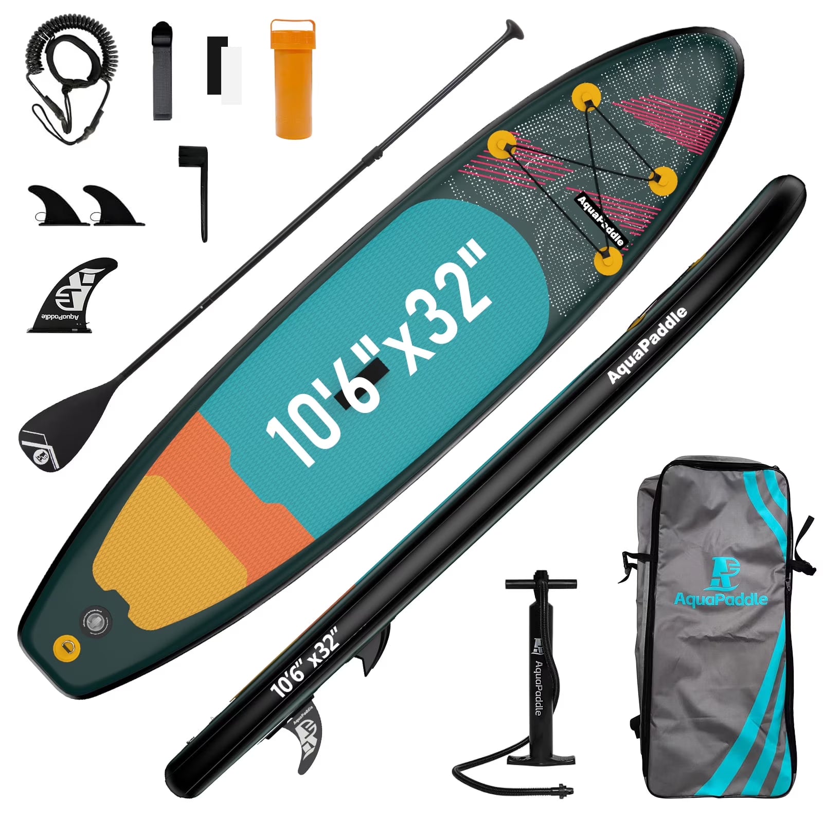 10'6 Inflatable Stand Up Paddle Board 6' Thick SUP Paddle Board with Paddleboard Accessories Triple Action Pump