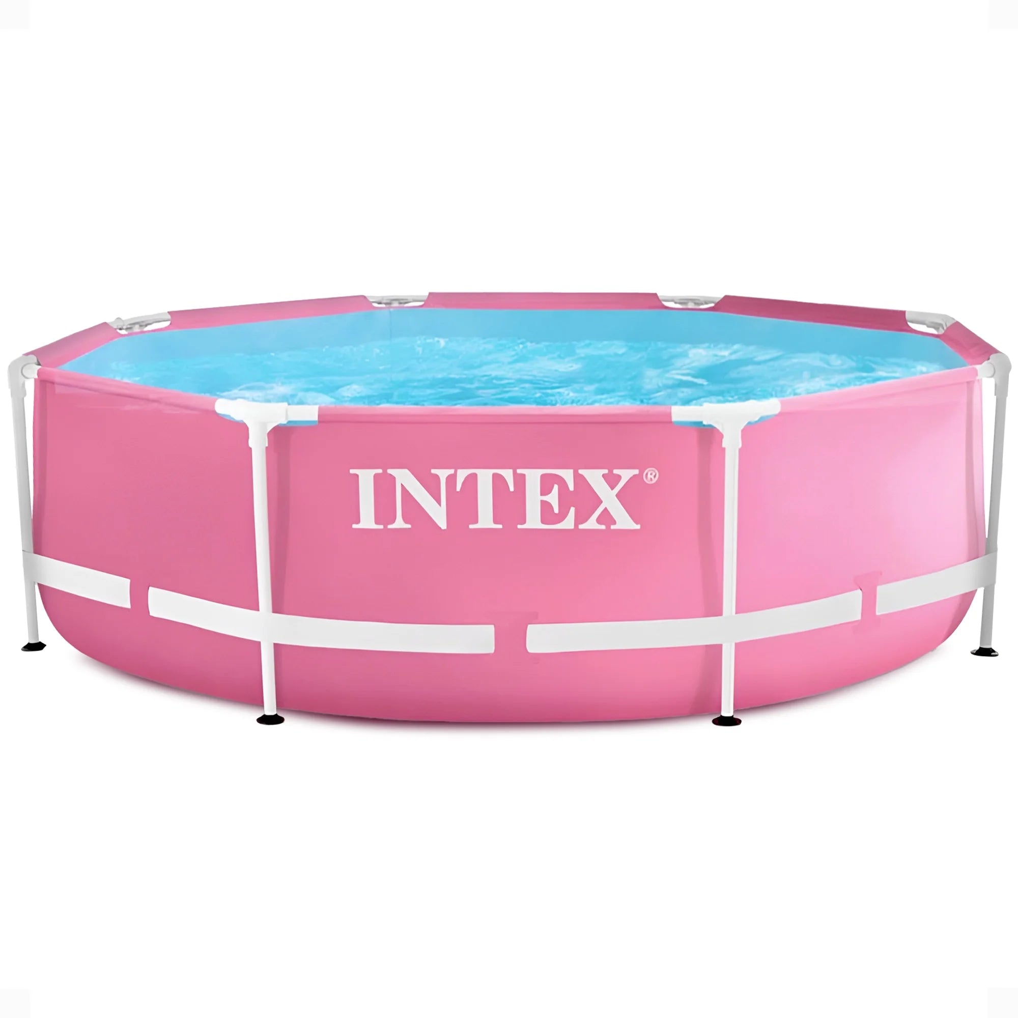 28290EH 8ft x 30in Round Metal Frame Above Ground Swimming Pool, Pink