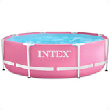 28290EH 8ft x 30in Round Metal Frame Above Ground Swimming Pool, Pink